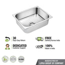 Square Single Bowl 304-Grade Kitchen Sink (22 x 18 x 8 Inches) - LIPKA - Lipka Home