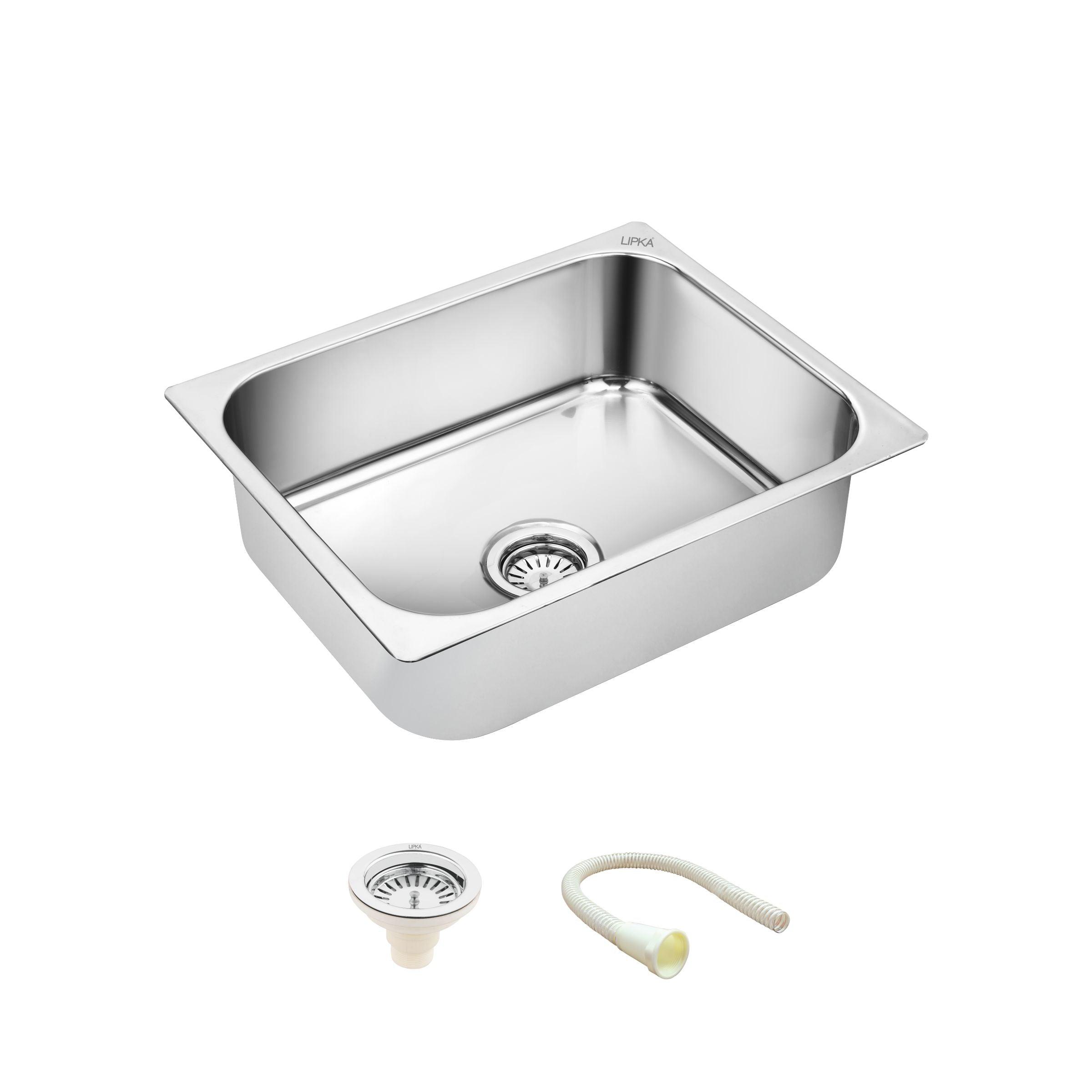 Square Single Bowl 304-Grade Kitchen Sink (22 x 18 Inches)