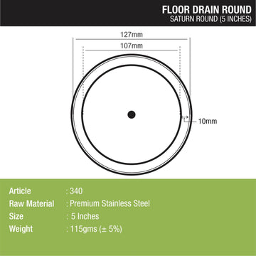 Saturn Round Floor Drain (5 inches) - LIPKA - Lipka Home