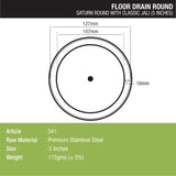 Saturn Round Floor Drain with Classic Jali (5 inches) dimensions and sizes