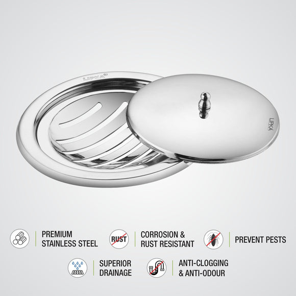 Saturn Round Floor Drain with Classic Jali (5 inches) - LIPKA - Lipka Home