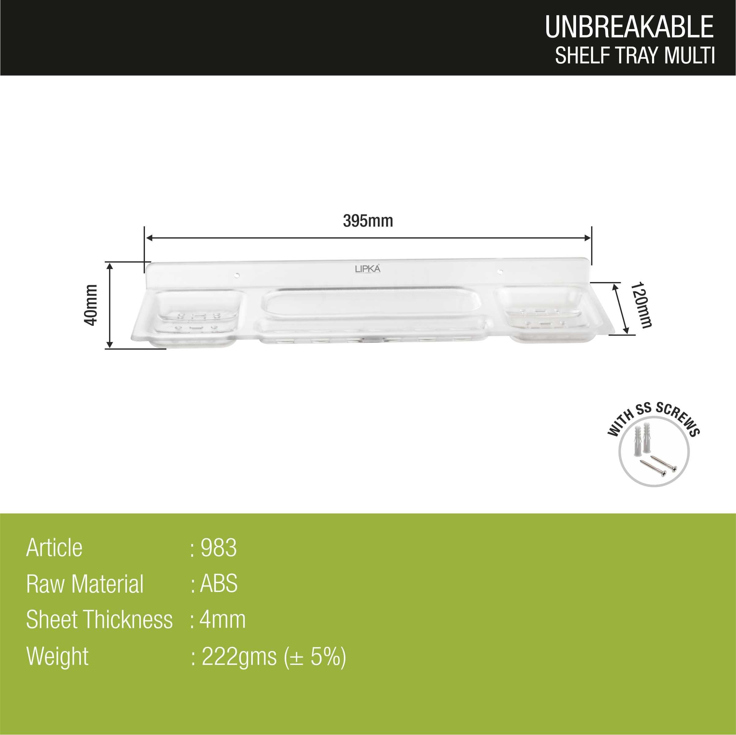 Multi ABS Shelf Tray dimensions and sizes