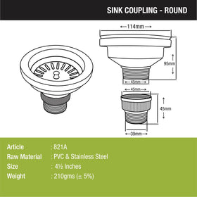 Round Kitchen Sink Coupling (4½ Inches) - LIPKA - Lipka Home