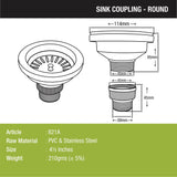 Round Kitchen Sink Coupling (4½ Inches) sizes and dimensions