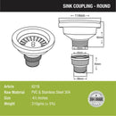 Round 304-Grade Kitchen Sink Coupling (4½ Inches) - LIPKA - Lipka Home