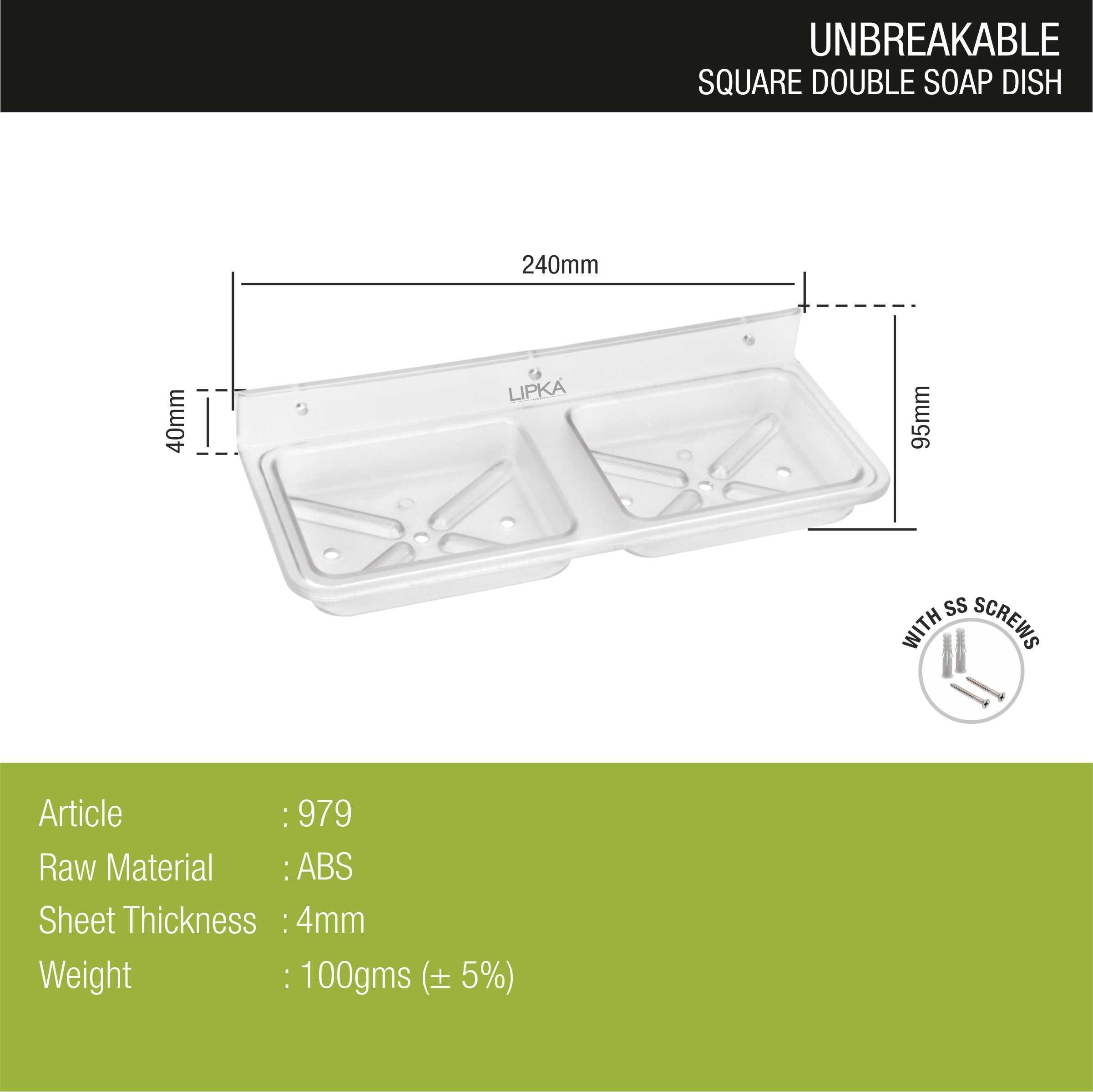 ABS Square Double Soap Dish dimensions and sizes