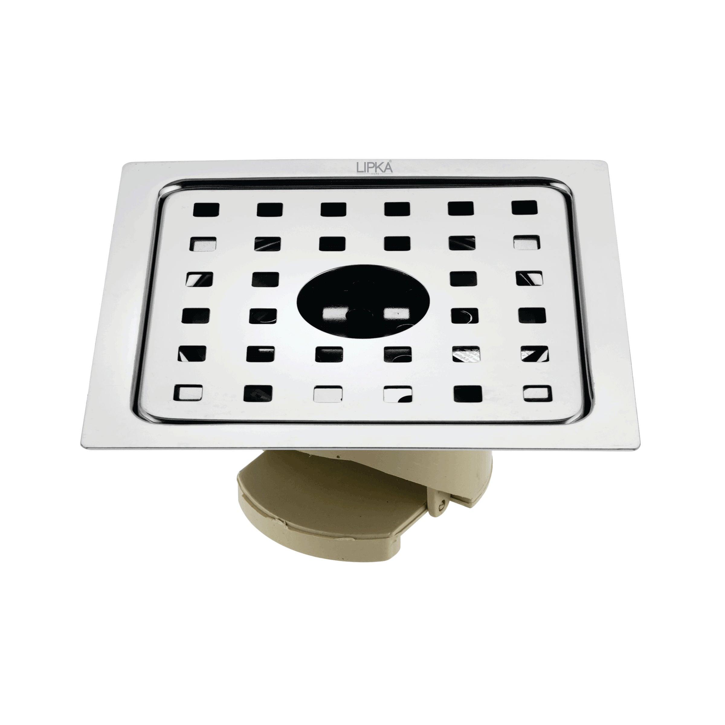 Square Jal Floor Drain (5 x 5 Inches) with Hole and Wide PVC Cockroach Trap - LIPKA - Lipka Home