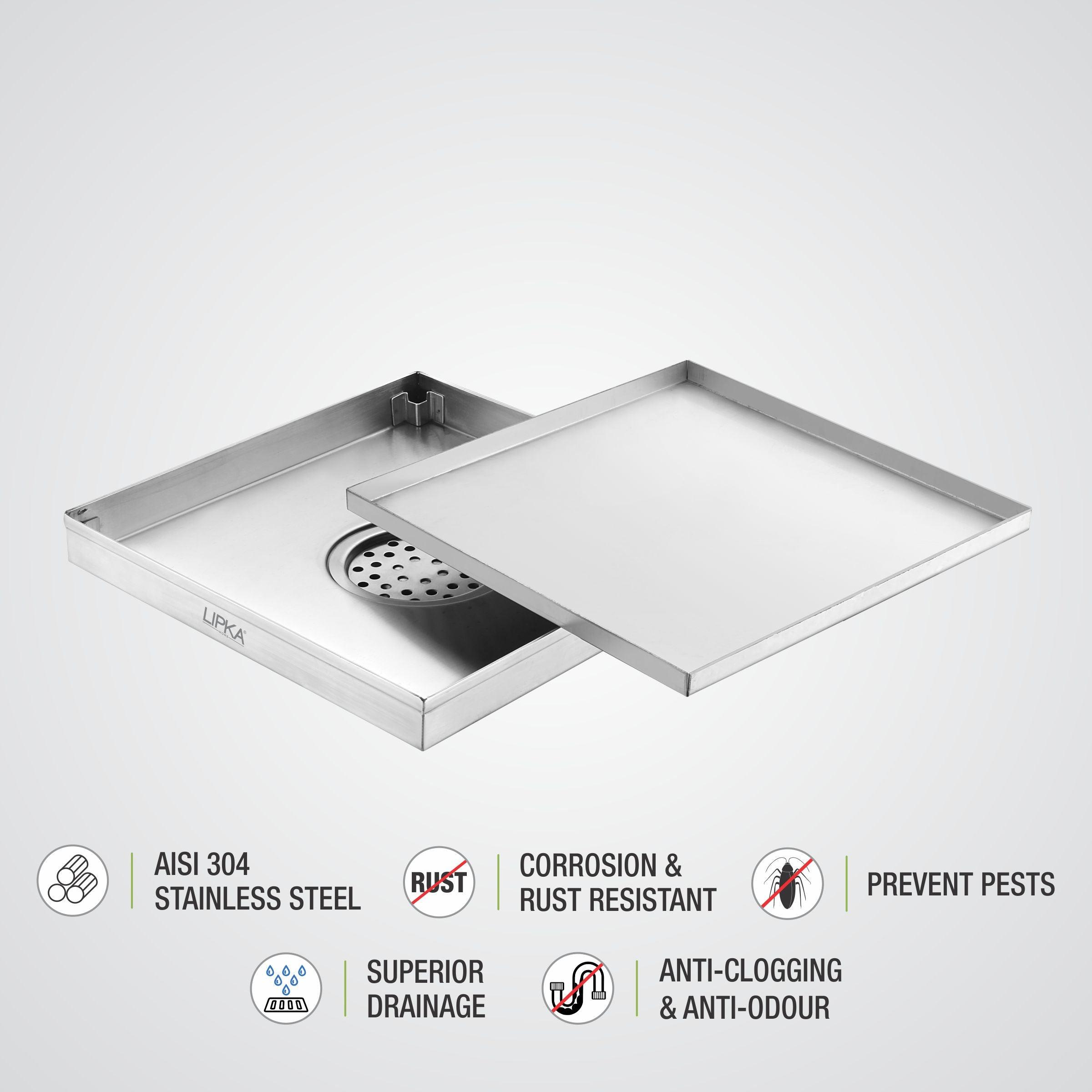 Marble Insert Floor Drain (12 x 12 Inches) features