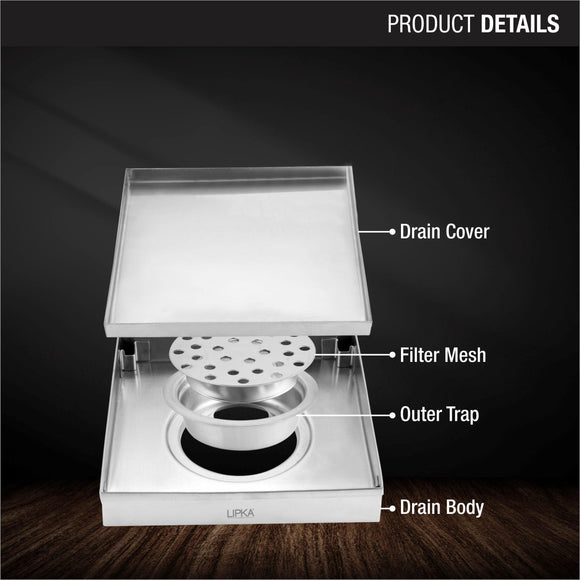 Marble Insert Floor Drain (8 x 8 Inches) - LIPKA - Lipka Home