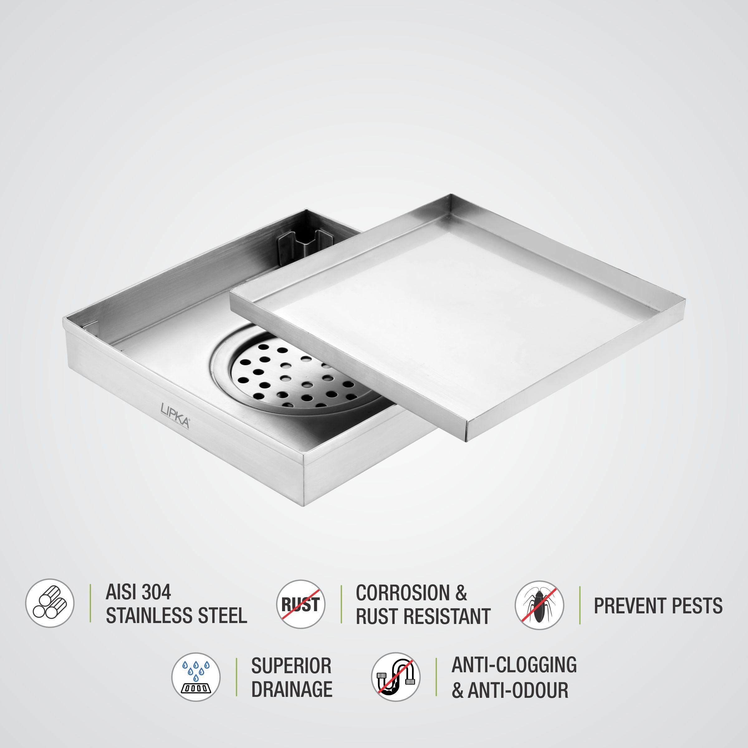 Tile Insert Floor Drain (12 x 12 Inches) features