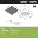 Tile Insert Floor Drain (5 x 5 Inches) - LIPKA - Lipka Home