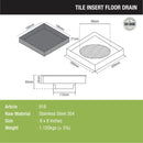 Tile Insert Floor Drain (8 x 8 Inches) - LIPKA - Lipka Home