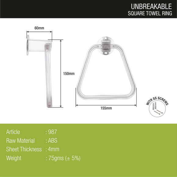 ABS Square Towel Ring - LIPKA - Lipka Home