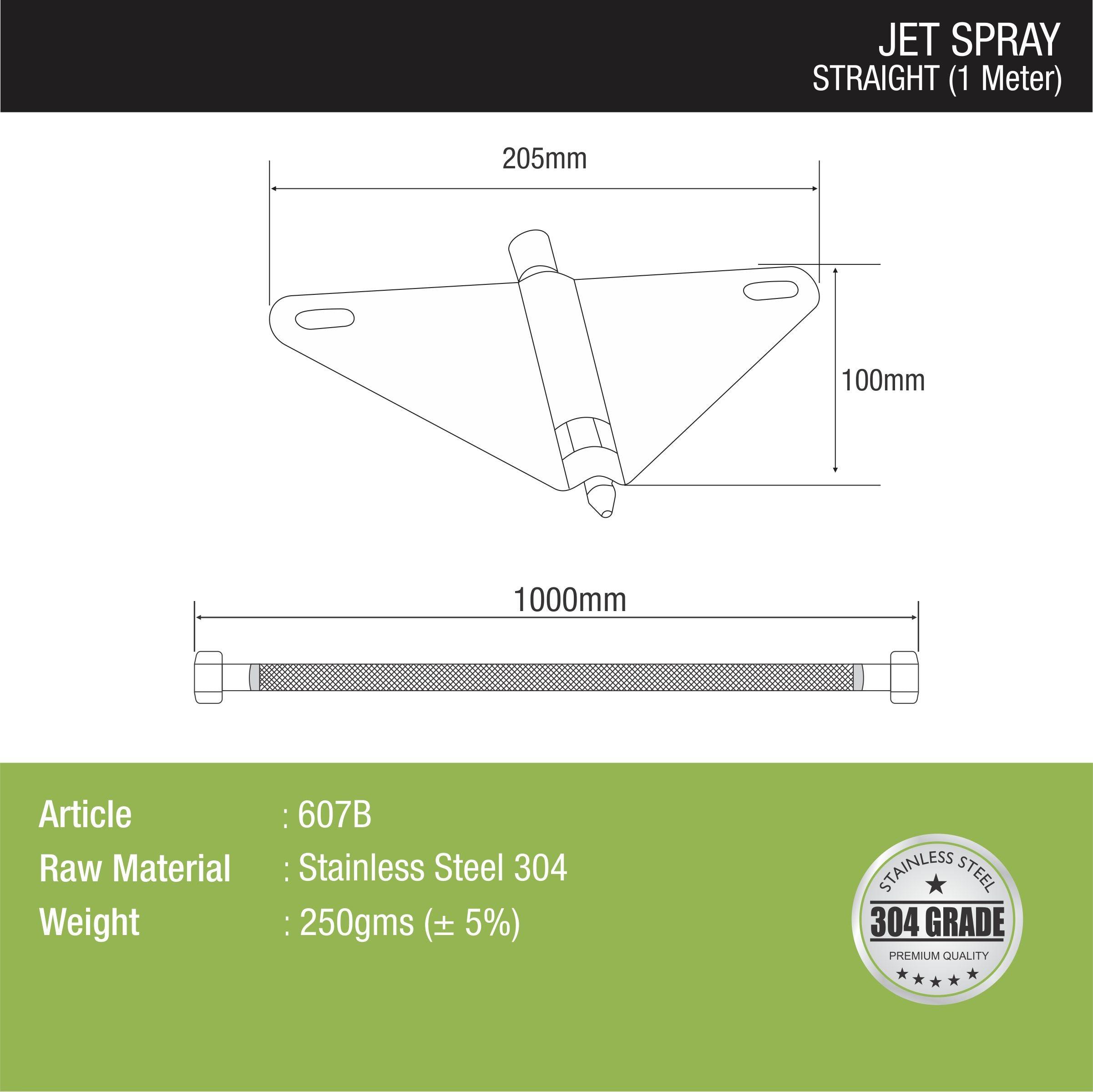 Straight Jet Spray with 304SS Holder & 1 Meter Hose dimensions and sizes