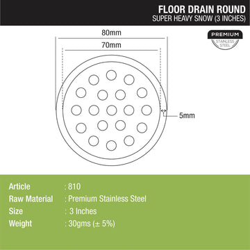 Super Heavy Snow Round Floor Drain (3 inches) - LIPKA - Lipka Home