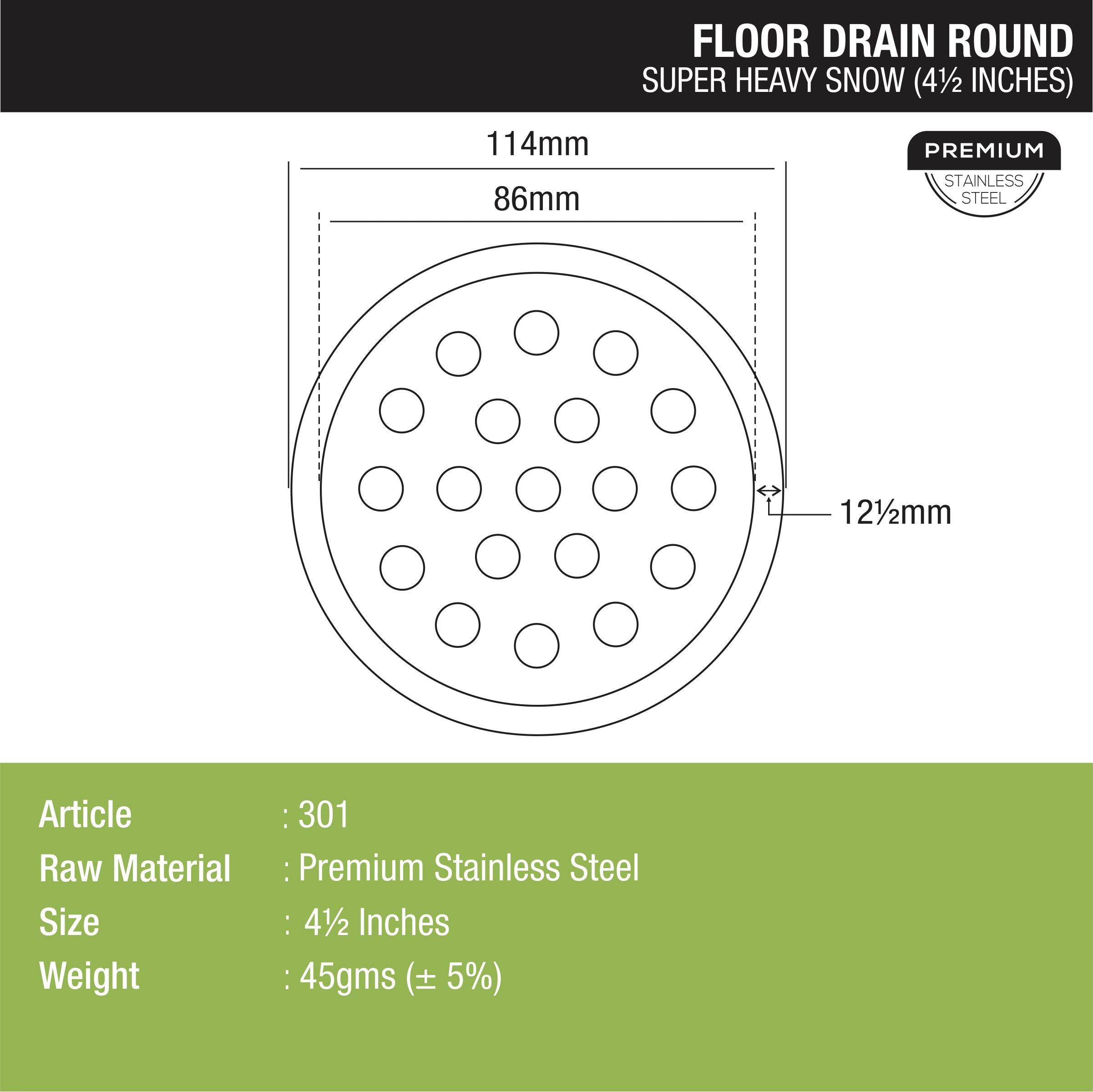 Super Heavy Snow Round Floor Drain (4.5 inches) - LIPKA - Lipka Home