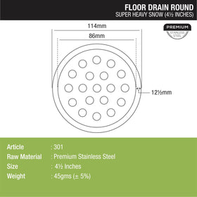 Super Heavy Snow Round Floor Drain (4.5 inches) - LIPKA - Lipka Home
