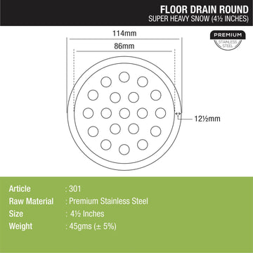 Super Heavy Snow Round Floor Drain (4.5 inches) - LIPKA - Lipka Home
