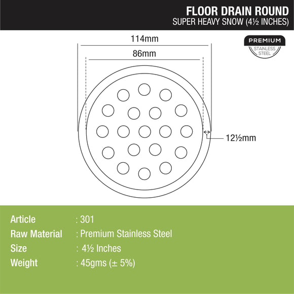 Super Heavy Snow Round Floor Drain (4.5 inches) - LIPKA - Lipka Home
