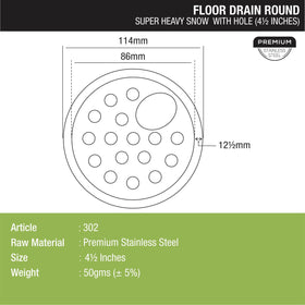 Super Heavy Snow Round Floor Drain with Hole (4.5 inches) - LIPKA - Lipka Home