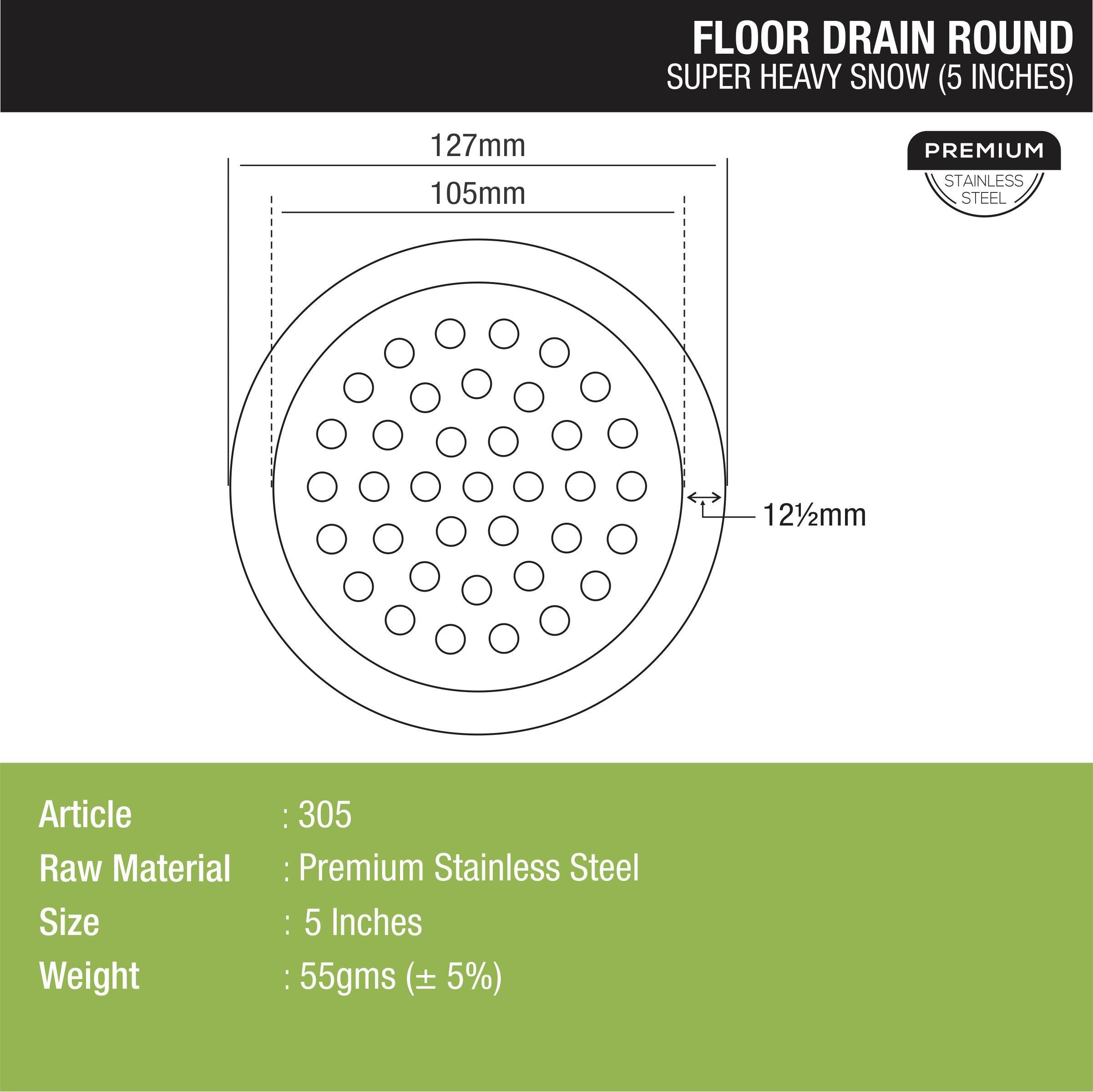 Super Heavy Snow Round Floor Drain (5 inches) - LIPKA - Lipka Home