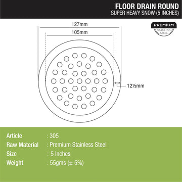 Super Heavy Snow Round Floor Drain (5 inches) - LIPKA - Lipka Home