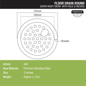 Super Heavy Snow Round Floor Drain with Hole (5 inches) - LIPKA - Lipka Home