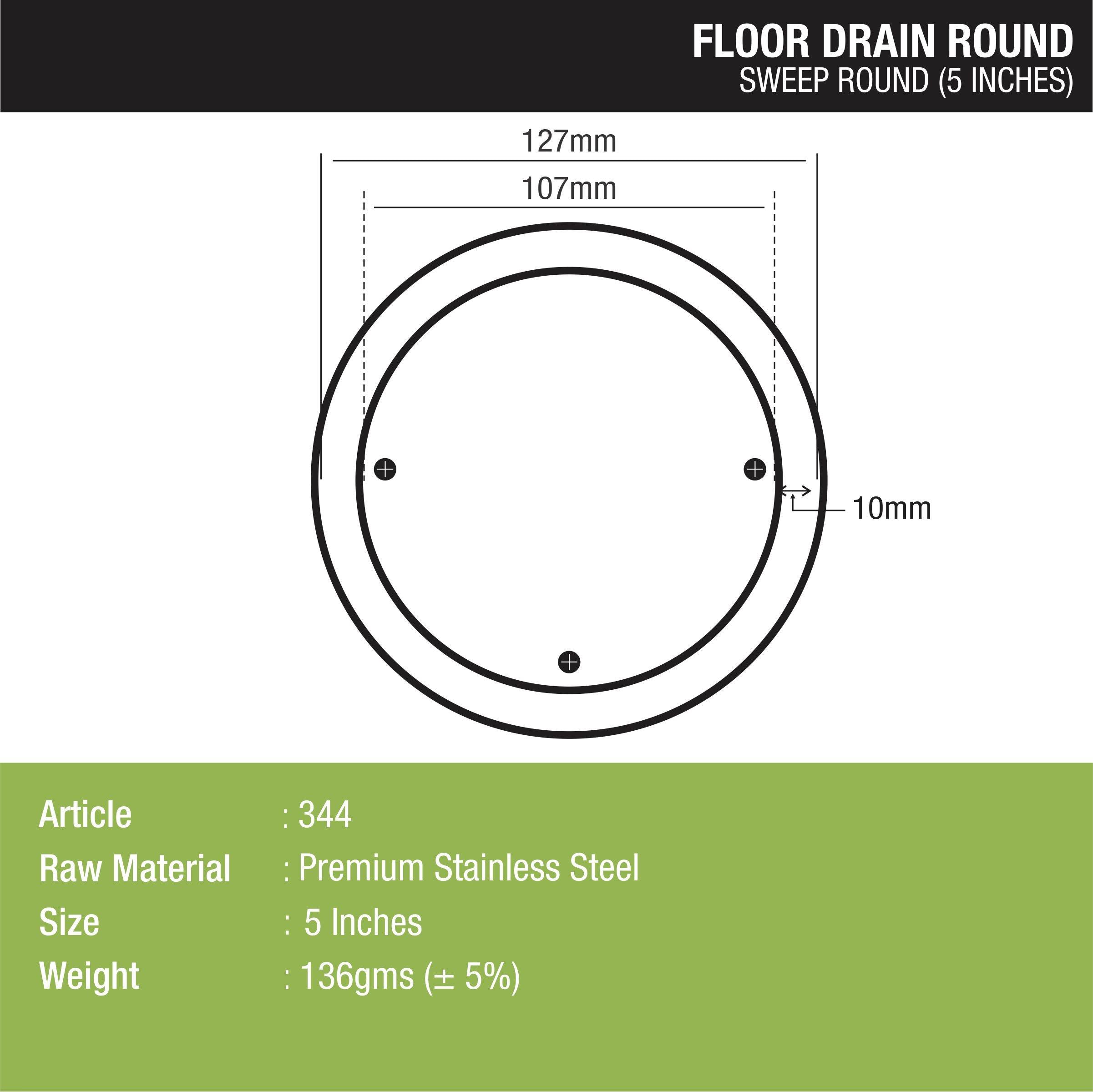 Sweep Out Round Floor Drain (5 inches) - LIPKA - Lipka Home