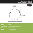Sweep Out Square Floor Drain (5 x 5 Inches) - LIPKA - Lipka Home