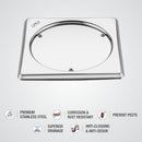 Sweep Out Square Floor Drain (5 x 5 Inches) - LIPKA - Lipka Home