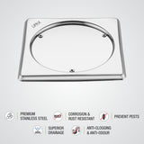 Sweep Out Square Floor Drain (5 x 5 Inches) - LIPKA