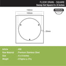 Sweep Out Square Floor Drain (6 x 6 Inches) - LIPKA - Lipka Home