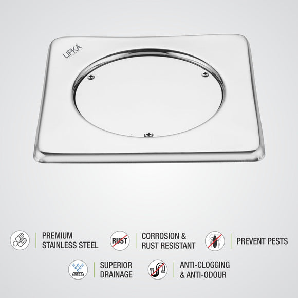 Sweep Out Square Floor Drain (6 x 6 Inches) - LIPKA - Lipka Home