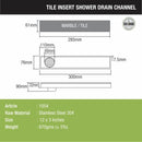 Tile Insert Shower Drain Channel (12 x 3 Inches) - LIPKA - Lipka Home