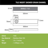 Tile Insert Shower Drain Channel (24 x 3 Inches) - LIPKA