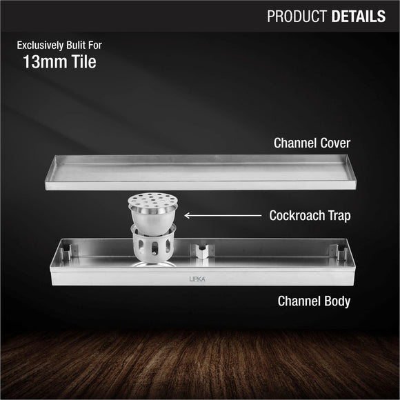 Tile Insert Shower Drain Channel (24 x 4 Inches) - LIPKA - Lipka Home