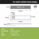 Tile Insert Shower Drain Channel (32 x 5 Inches) - LIPKA