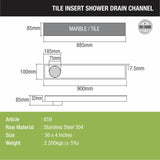 Tile Insert Shower Drain Channel (36 x 4 Inches) - LIPKA