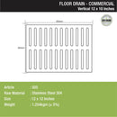 Vertical Commercial 304-Grade Floor Drain (12 x 12 Inches) - LIPKA - Lipka Home