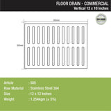 Vertical Commercial 304-Grade Floor Drain (12 x 12 Inches) - LIPKA