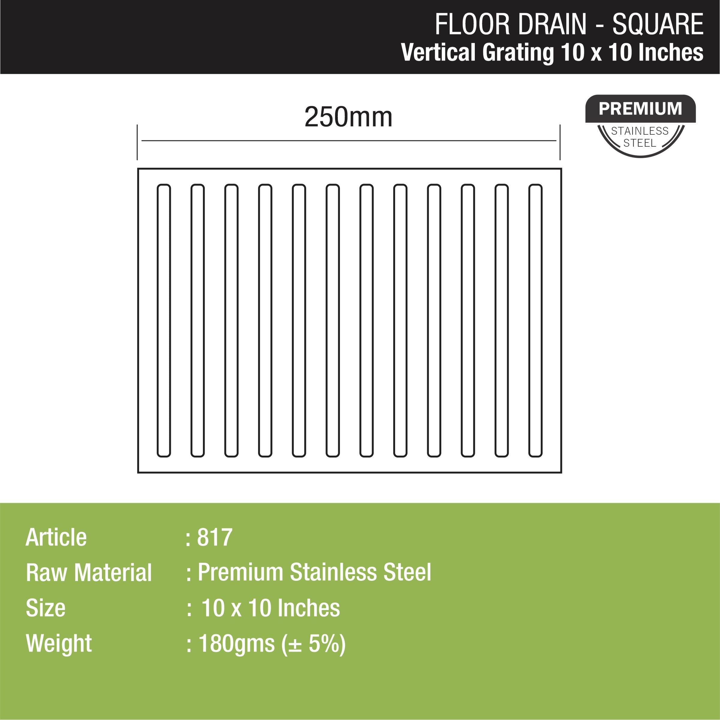 Vertical Grating Top (10 x 10 inches) - LIPKA