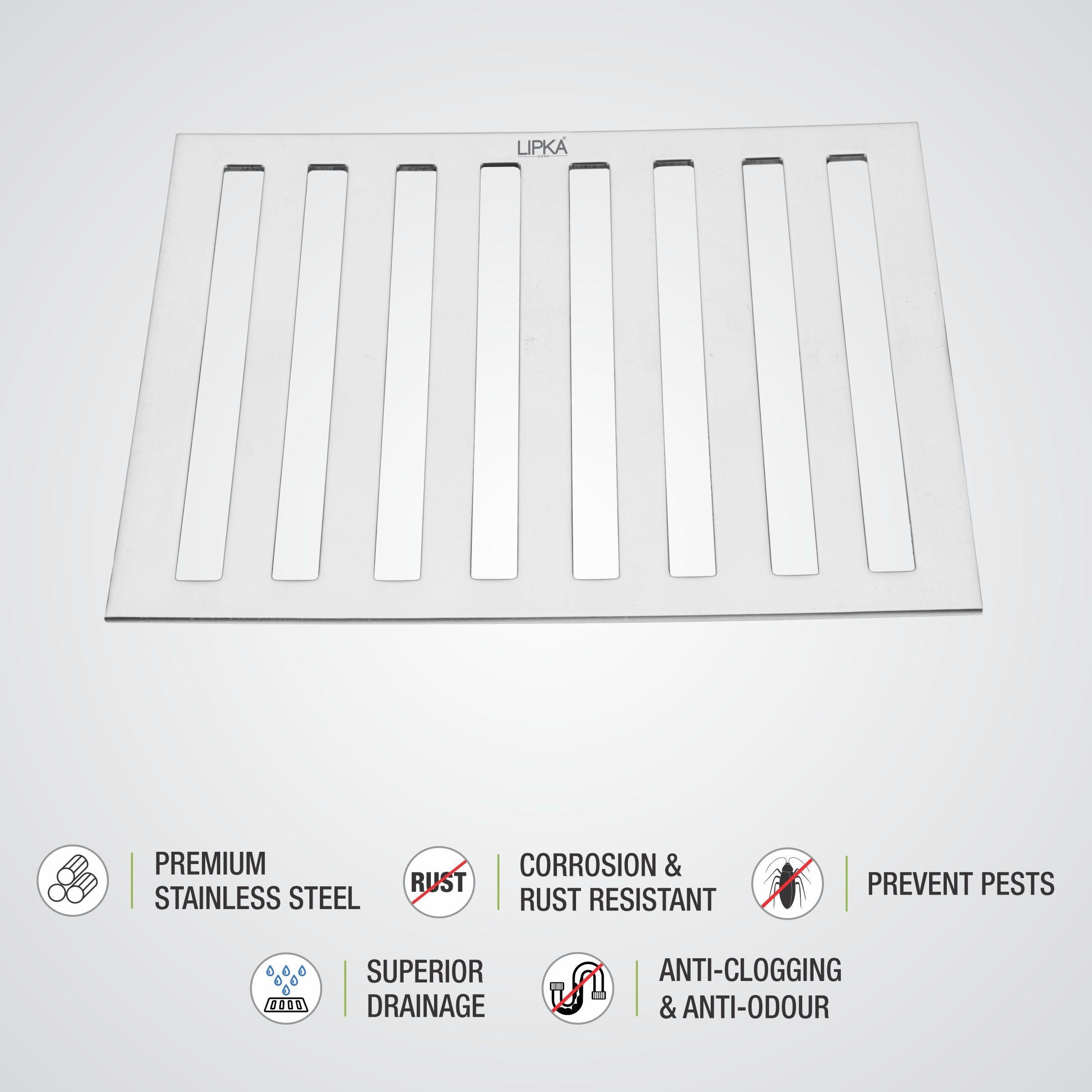 Vertical Grating Top (8 x 8 inches) features