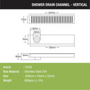 Vertical Shower Drain Channel (12 x 3 Inches) - LIPKA - Lipka Home