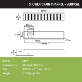 Vertical Shower Drain Channel (18 x 4 Inches) - LIPKA - Lipka Home