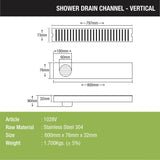 Vertical Shower Drain Channel (32 x 3 Inches) - LIPKA