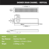 Vertical Shower Drain Channel (40 x 4 Inches) - LIPKA