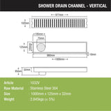 Vertical Shower Drain Channel (40 x 5 Inches) - LIPKA