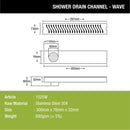 Wave Shower Drain Channel (12 x 3 Inches) - LIPKA - Lipka Home