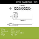 Wave Shower Drain Channel (18 x 3 Inches) - LIPKA - Lipka Home