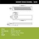 Wave Shower Drain Channel (24 x 3 Inches) - LIPKA - Lipka Home